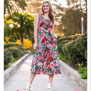 Lesley Evers Floral Sleeveless Maxi Dress size L